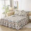 100% Cotton printed bed sheet skirt home king